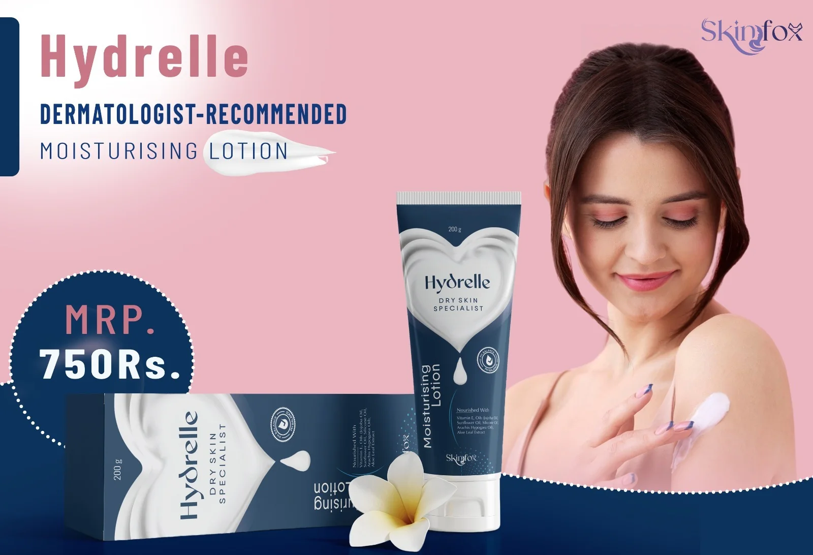 SkinFox Hydrelle Dry Skin Specialist 200 g moisturising lotion campaign artwork